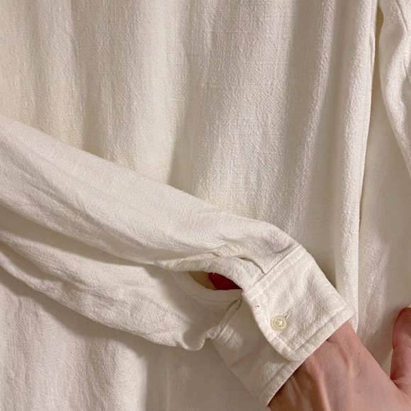 Gap Off White Linen Cotton Popover Shirt Medium - Picture 3 of 6